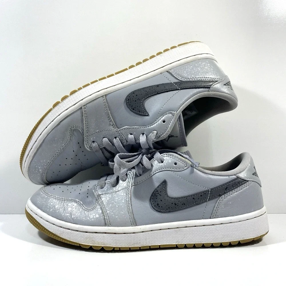 Nike Mens Size 9.5 Air Jordan 1 Low Golf Wolf Grey Gum Golf Shoes DD9315-006